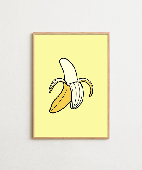 Banana poster visad med ram som tillval i miljöbild – FrenzyFrame