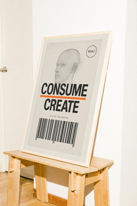 Barcoded Mind poster i miljö med ram som tillval – FrenzyFrame