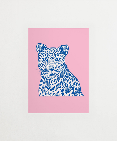 Blue Leopard poster med blå leopard – FrenzyFrame