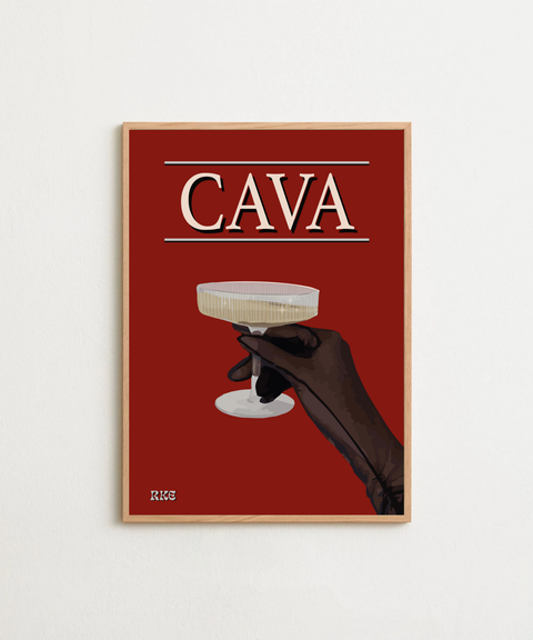 Cava poster visad med svart ram som tillval i interiör – FrenzyFrame
