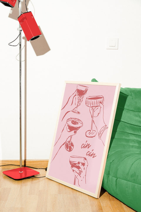 Cin Cin Pink poster visad med ram som tillval - FrenzyFrame