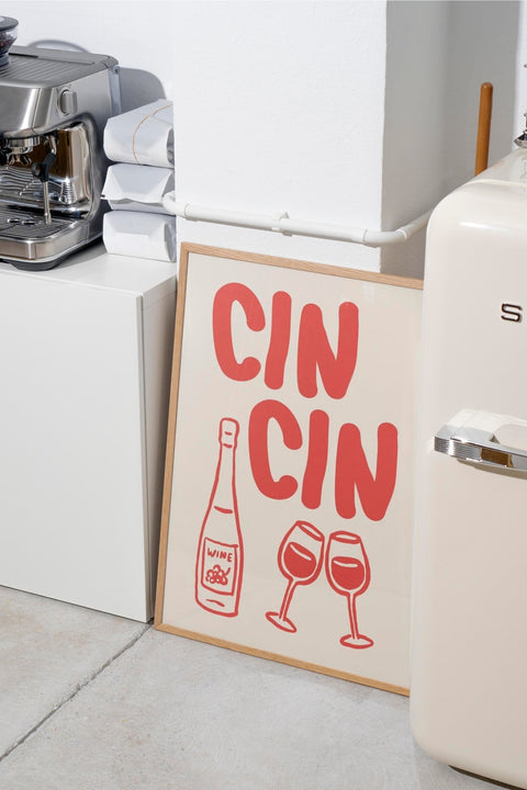 Cin Cin Rosso poster med röd ram som tillval – FrenzyFrame