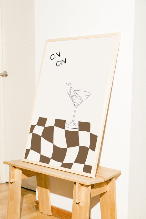 Cin Cin in Brown poster visad med valfri ram – FrenzyFrame