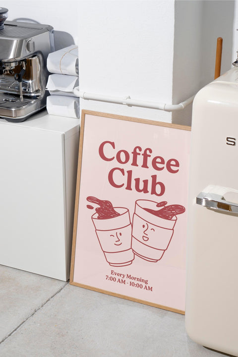 Coffee Club poster visad med valgri ram i miljöbild – FrenzyFrame