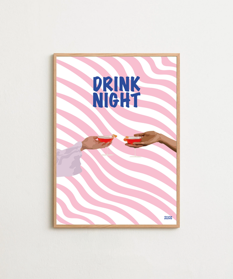 Drink Night poster visad med ram som tillval – FrenzyFrame