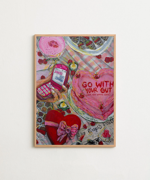 Go With Your Gut poster visad med valfri ram – FrenzyFrame