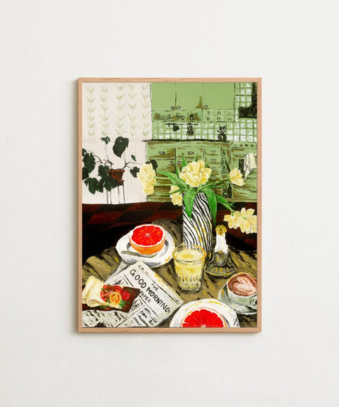 God Morgon poster visad med ram som tillval – FrenzyFrame
