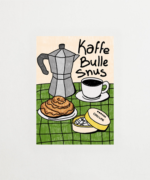 Kaffe, Bulle, Snus poster med svensk text – FrenzyFrame