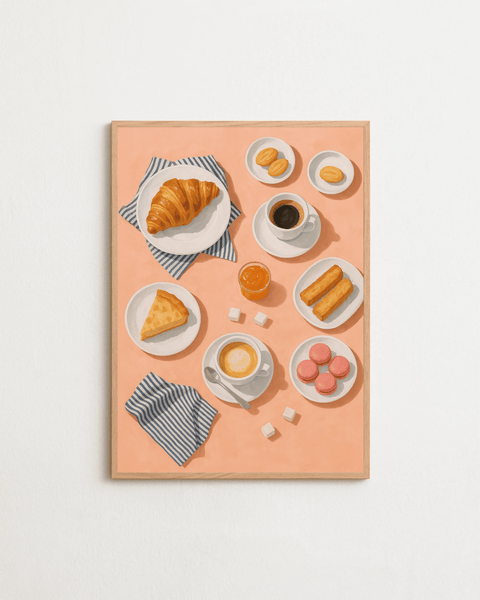 Le Petit Brunch poster visad med ram som tillval – FrenzyFrame