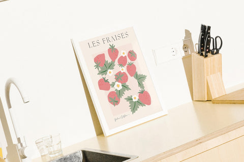 Les Fraises poster visad med valfri ram – FrenzyFrame fruktmotiv