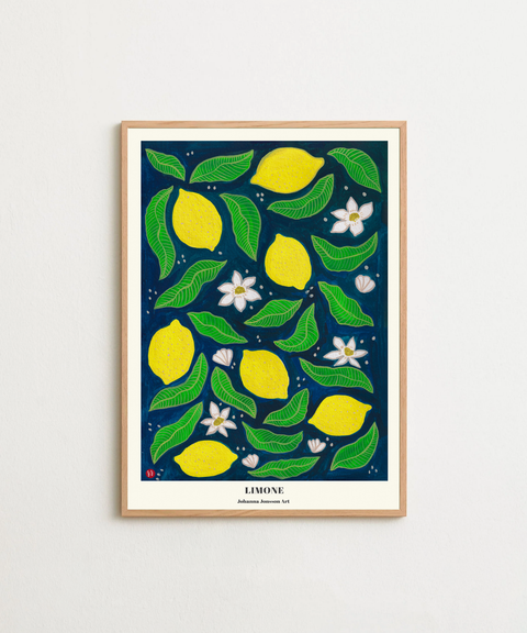 Limone poster visad med ram som tillval i hemiljö – FrenzyFrame