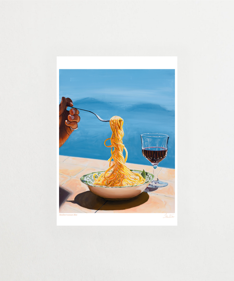 Mediterranean Bite poster med färgglad fruktillustration – FrenzyFrame