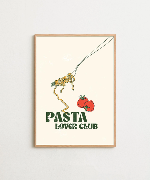 Pasta Lover Club poster visad med valfri ram – FrenzyFrame