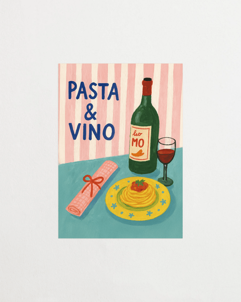 Pasta & Vino poster med italiensk matinspirerad illustration – FrenzyFrame