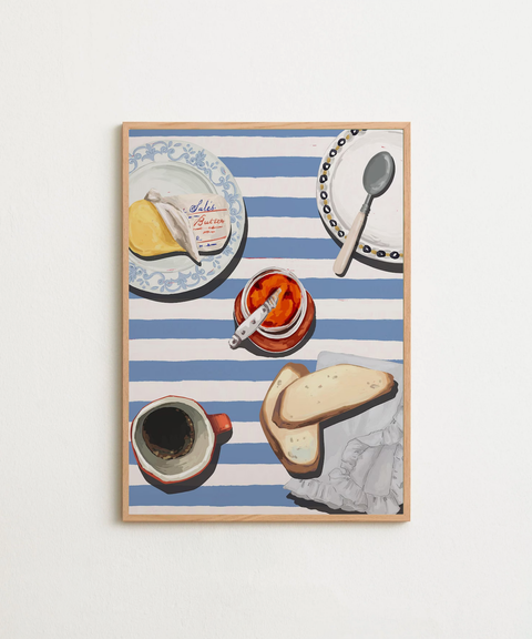 Petit Déjeuner poster i miljöbild med valmöjlighet för ram – FrenzyFrame