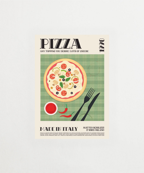 Pizza 1990 poster med retro motiv – FrenzyFrame