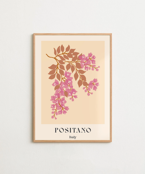 Positano in Bloom poster visad med ram som tillval - FrenzyFrame