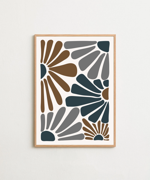 Retro Bloom Riot poster visad med ram som tillval – FrenzyFrame
