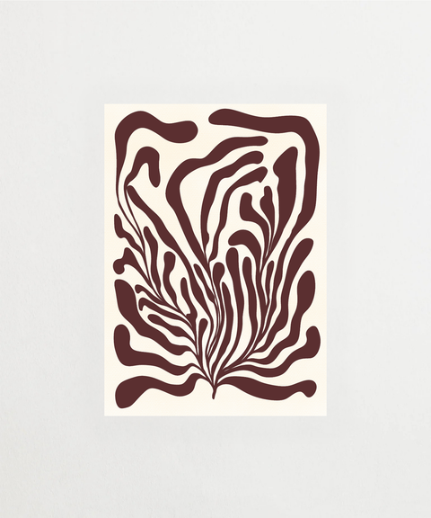 Seaweed burgundy poster med abstrakt sjögräsmotiv – FrenzyFrame