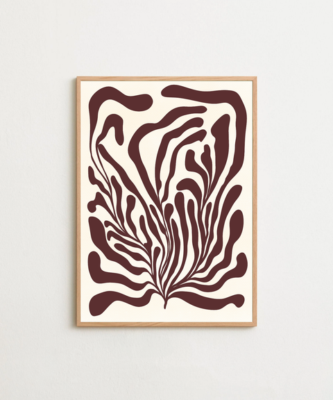 Seaweed burgundy poster visad med ram som tillval i miljö – FrenzyFrame