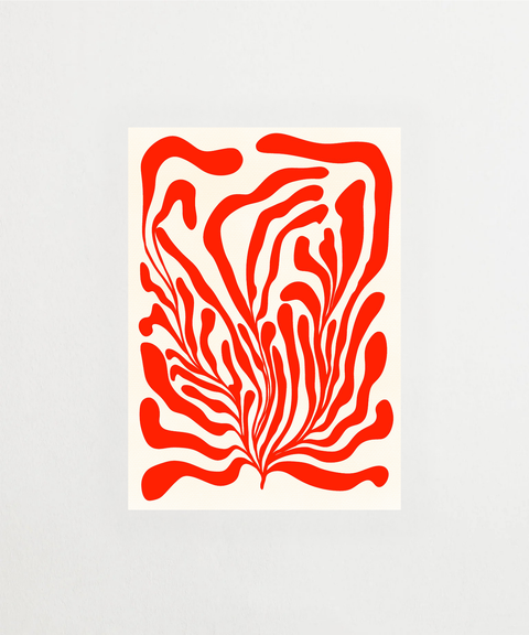 Seaweed red poster med rött abstrakt tångmotiv – FrenzyFrame