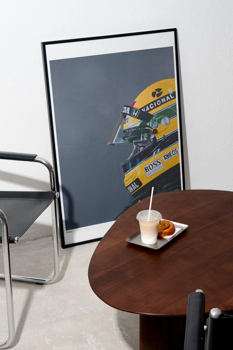 Senna motorsport poster visad med ram som tillval – FrenzyFrame
