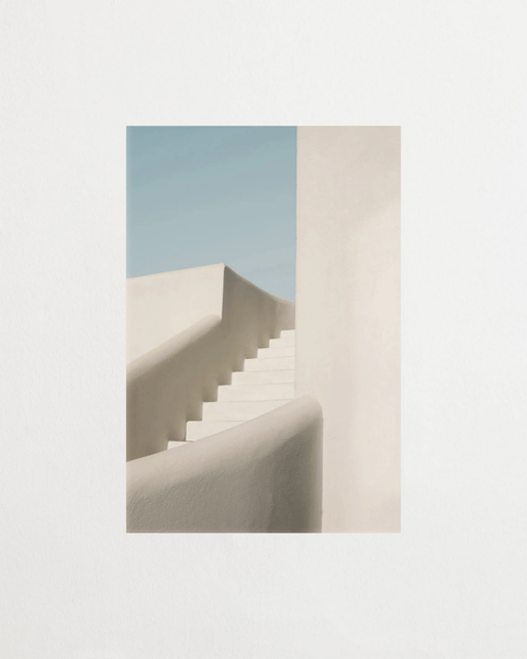 Stairway in Silence poster med trappor i minimalistisk stil – FrenzyFrame