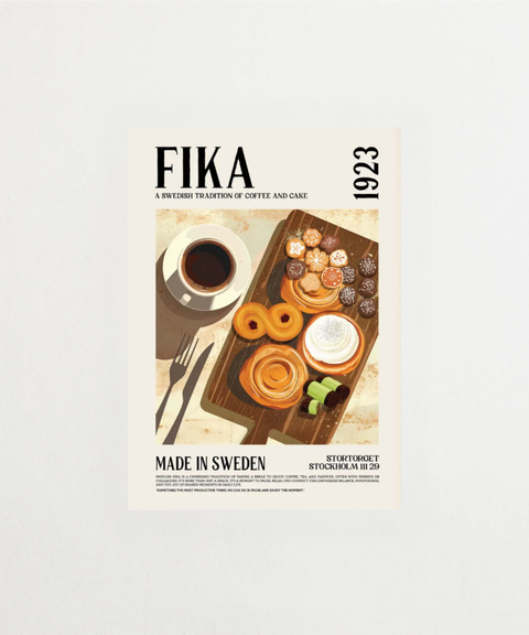 Swedish Fika 1923 vintage poster med klassisk fikatavla – FrenzyFrame