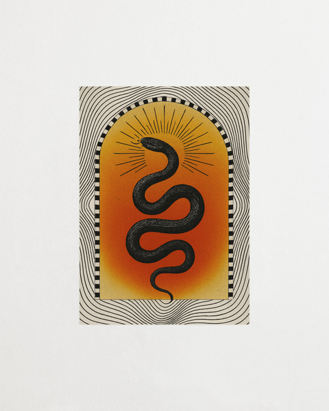 Temple of Serpent Light poster med mystisk orientalisk design – FrenzyFrame