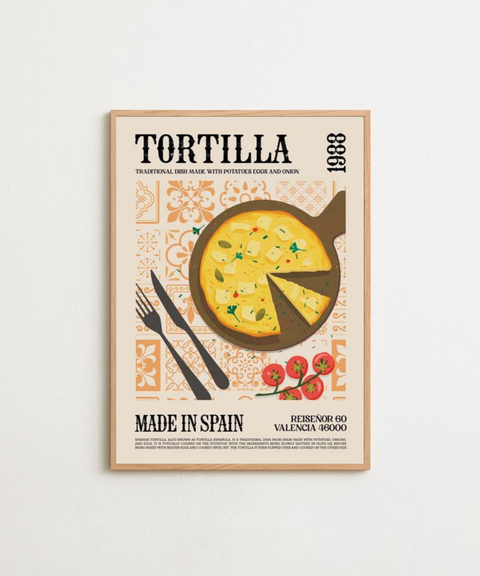 Tortilla 1988 poster visad med ram som tillval – FrenzyFrame