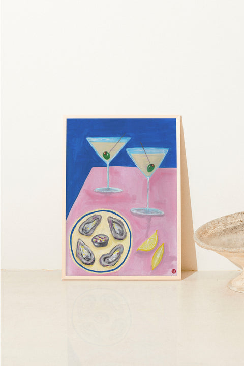 Oyster and Martinis poster visad med valfri ram – FrenzyFrame