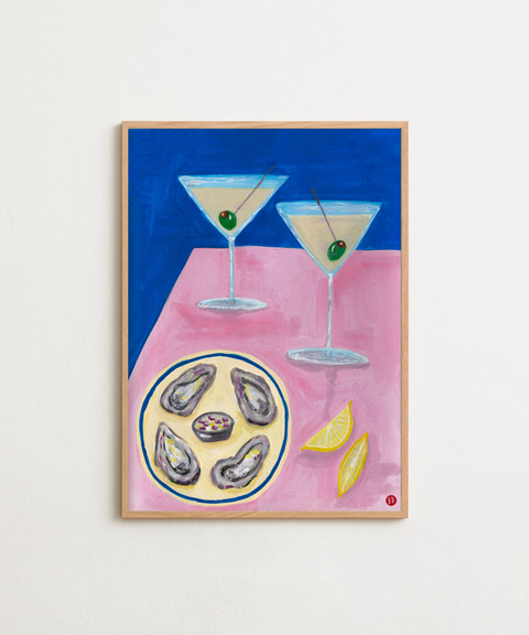 Oyster and Martinis poster visad med valfri ram – FrenzyFrame