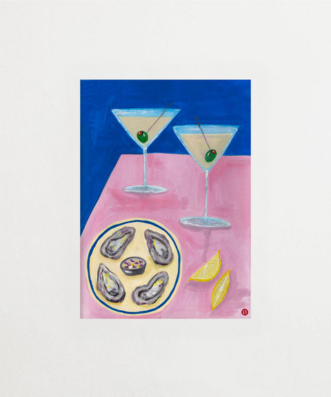 Oyster and Martinis poster med vintage cocktailmotiv – FrenzyFrame